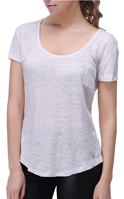 RH Women's Summer Short Sleeve Solid Linen Shirt with Pocket Tee Tops RH2029