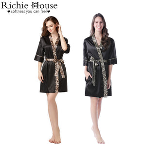 RichieHouse Nights Womens Short Robe Kimono Satin Bridesmaid Bath Lounge RHW2495
