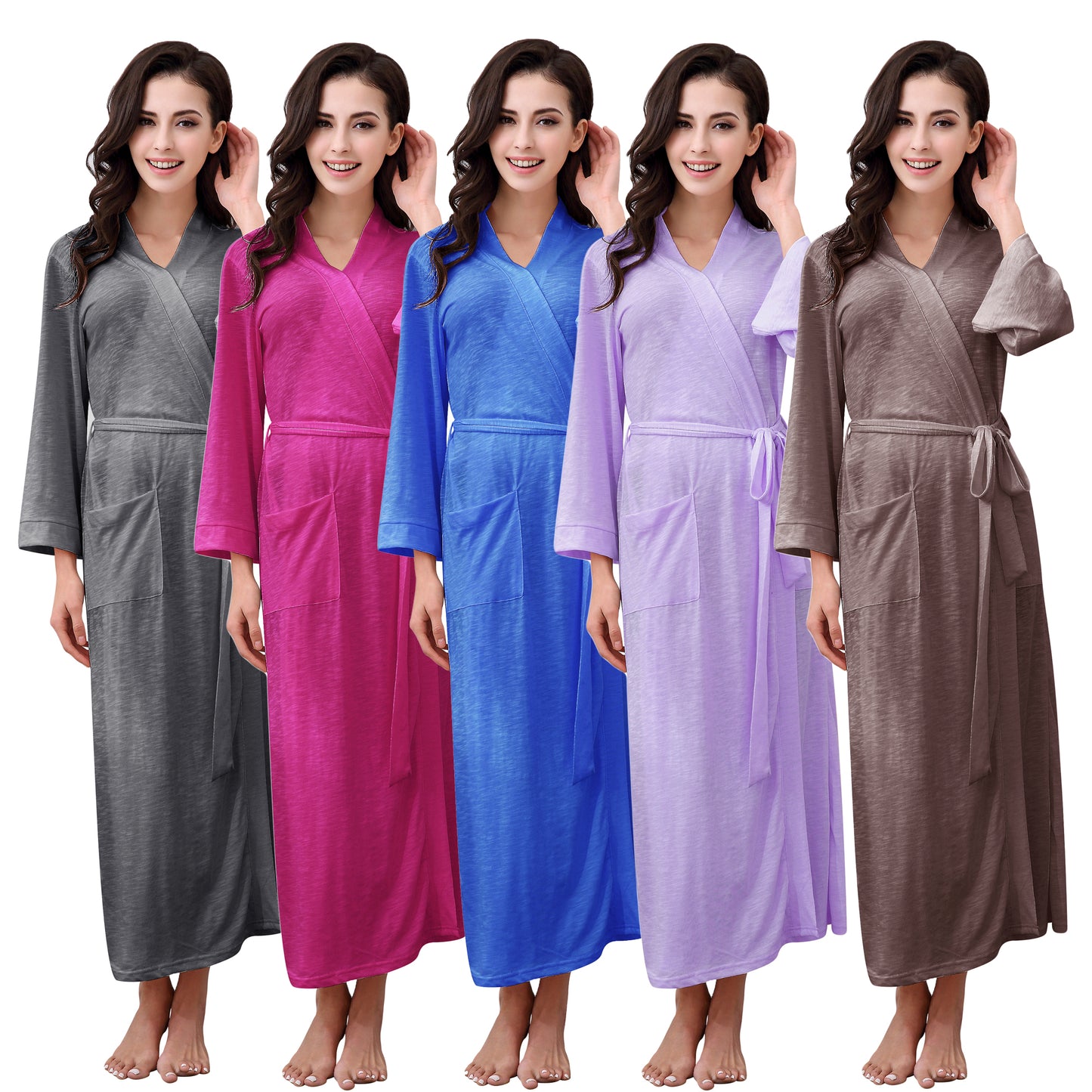 RH Kimono Robe Cotton Belted Long Robe Dressing Gown Lounge Night Sleep RHW2824